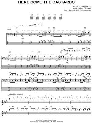 Here Come the Bastards Sheet Music by Primus - Bass TAB, Guitar TAB/Bass TAB;Guitar TAB