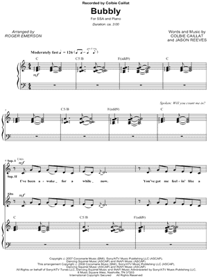 Free piano sheet music for bubbly by colbie caillat