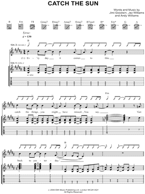 Catch the Sun Sheet Music by Doves - Guitar TAB Transcription