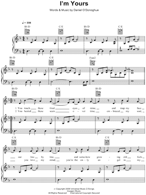 I'm Yours Sheet Music by The Script - Piano/Vocal/Guitar, Singer Pro