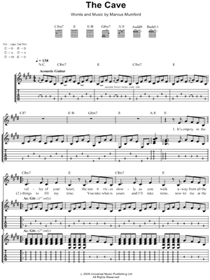 The Cave Sheet Music by Mumford & Sons - Guitar TAB