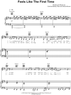 Feels Like the First Time Sheet Music by Corinne Bailey Rae - Piano/Vocal/Guitar, Singer Pro