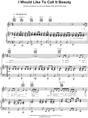 I Would Like To Call It Beauty Sheet Music by Corinne Bailey Rae - Piano/Vocal/Guitar, Singer Pro
