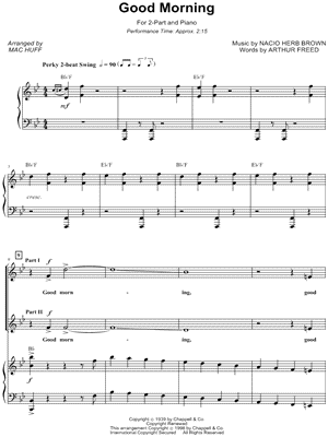 Good Morning - 5 Prints Sheet Music from Singin' in the Rain - 2-Part Choir + Piano
