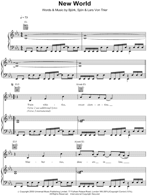 New World Sheet Music by Bj rk - Piano/Vocal/Guitar, Singer Pro