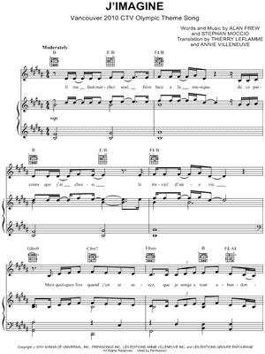 J'Imagine Sheet Music by Annie Villeneuve - Piano/Vocal/Guitar