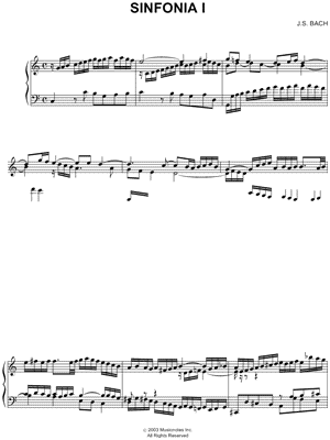 Johann Sebastian Bach - Sinfonia I - from the Bach Three-Part Inventions - Sheet Music (Digital Download)