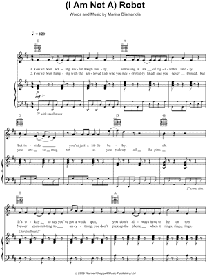 (I Am Not a) Robot Sheet Music by Marina and The Diamonds - Piano/Vocal/Guitar, Singer Pro
