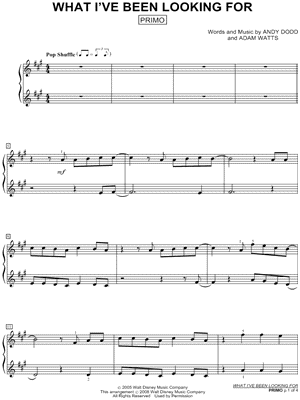 What I've Been Looking For Sheet Music from High School Musical - 1 Piano 4-Hands