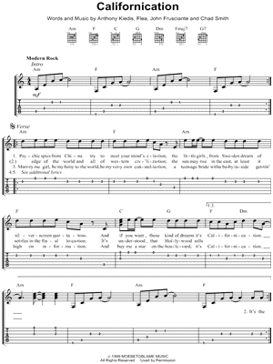 Californication Sheet Music by Red Hot Chili Peppers - Easy Guitar TAB