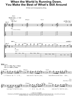 When the World Is Running Down, You Make the Best of What's Still Around Sheet Music by The Police - Guitar TAB