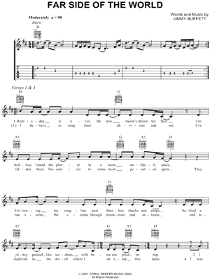 Far Side of the World Sheet Music by Jimmy Buffett - Lyrics/Melody/Guitar