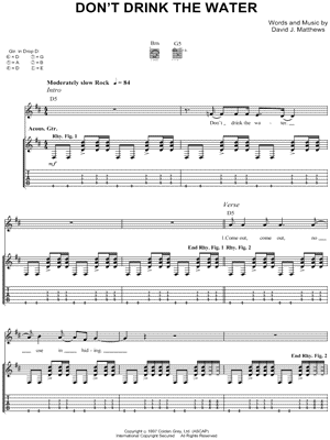 Don't Drink the Water Sheet Music by Dave Matthews Band - Guitar TAB