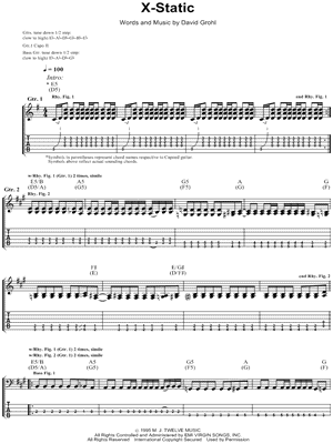 X-Static Sheet Music by Foo Fighters - Bass TAB, Guitar TAB Transcription/Bass TAB;Guitar TAB Transcription