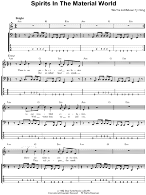 Spirits In the Material World Sheet Music by The Police - Bass TAB