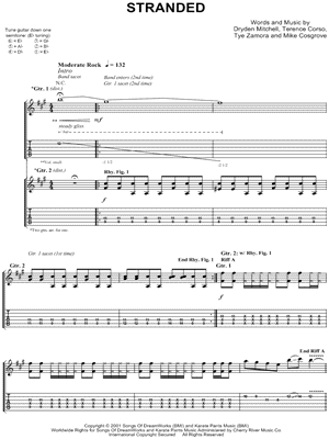 Stranded Sheet Music by Alien Ant Farm - Guitar Recorded Versions (with TAB), Guitar TAB Transcription/Guitar Recorded Versions (with TAB);Guitar TAB Transcription