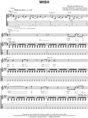 Wish Sheet Music by Alien Ant Farm - Guitar Recorded Versions (with TAB), Guitar TAB Transcription/Guitar Recorded Versions (with TAB);Guitar TAB Transcription
