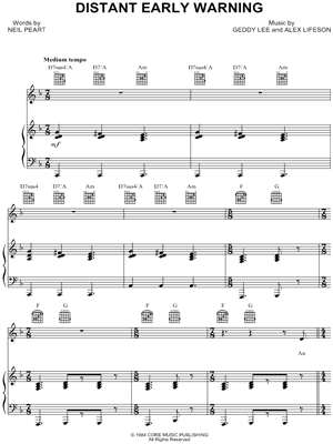 Distant Early Warning Sheet Music by Rush - Piano/Vocal/Guitar, Singer Pro
