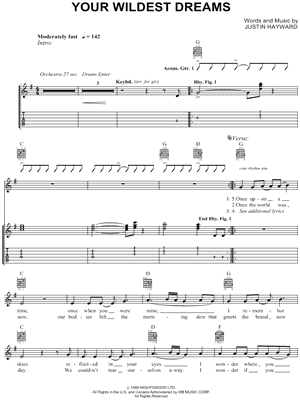 Your Wildest Dreams Sheet Music by The Moody Blues - Guitar TAB