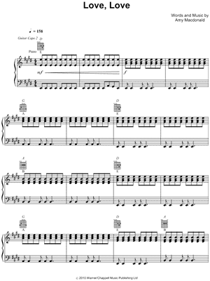 Love, Love Sheet Music by Amy MacDonald - Piano/Vocal/Guitar, Singer Pro