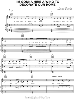I'm Gonna Hire a Wino To Decorate Our Home Sheet Music by David Frizzell - Piano/Vocal/Guitar