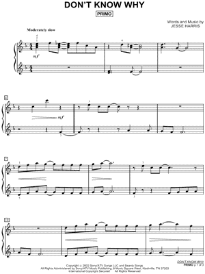 Don't Know Why Sheet Music by Norah Jones - 1 Piano 4-Hands