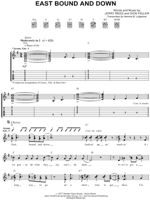 East Bound and Down Sheet Music by Jerry Reed - Guitar TAB Transcription