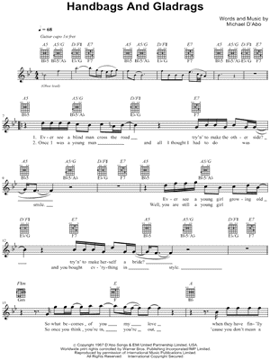 Handbags and Gladrags Sheet Music by Rod Stewart - Lyrics/Melody/Guitar