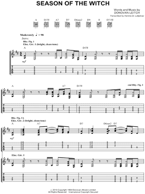 Season of the Witch Sheet Music by Donovan - Guitar TAB Transcription
