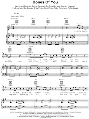 Bones of You Sheet Music by Elbow - Piano/Vocal/Guitar, Singer Pro