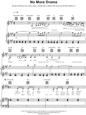 No More Drama Sheet Music by Mary J. Blige - Piano/Vocal/Guitar, Singer Pro