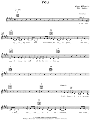 You Sheet Music by Hillsong - Lyrics/Melody/Guitar