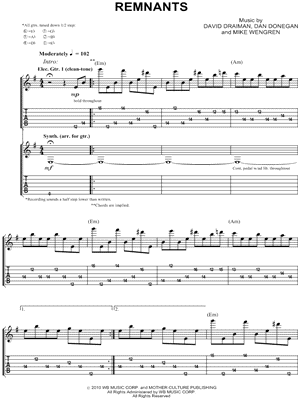 Remnants Sheet Music by Disturbed - Guitar Tab