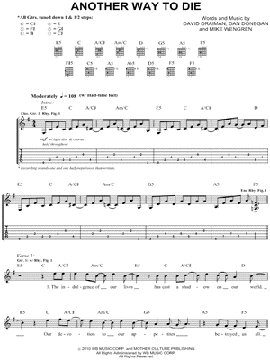 Another Way To Die Sheet Music by Disturbed - Authentic Guitar TAB, Guitar TAB Transcription/Authentic Guitar TAB;Guitar TAB Transcription
