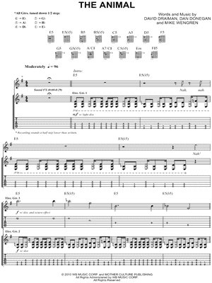 The Animal Sheet Music by Disturbed - Authentic Guitar TAB, Guitar TAB Transcription/Authentic Guitar TAB;Guitar TAB Transcription