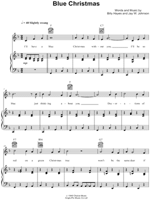 blue christmas lyrics elvis. Image of Elvis Presley - Blue Christmas Sheet Music (Digital Download)