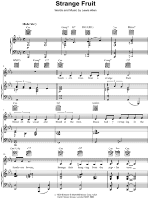 Strange Fruit Sheet Music by Nina Simone - Piano/Vocal/Guitar, Singer Pro