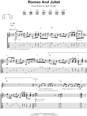 Romeo and Juliet Sheet Music by Dire Straits - Guitar TAB