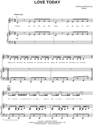 Love Today Sheet Music by Mika - Piano/Vocal/Guitar