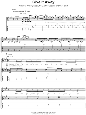 Give It Away Sheet Music by Red Hot Chili Peppers - Guitar TAB
