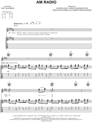 AM Radio Sheet Music by Everclear - Guitar TAB Transcription