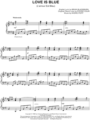 paul mauriat love is blue sheet music piano solo download love is blue 300x400