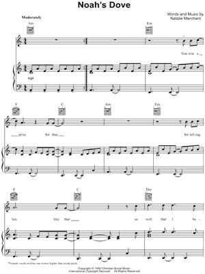 Noah's Dove Sheet Music by Natalie Merchant - Piano/Vocal/Guitar