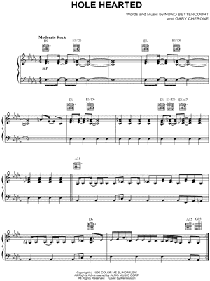 Hole Hearted Sheet Music by Extreme - Piano/Vocal/Guitar