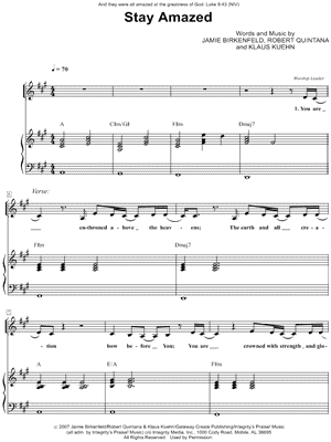 Stay Amazed - 5 Prints Sheet Music by Gateway Worship - SATB Choir + Piano