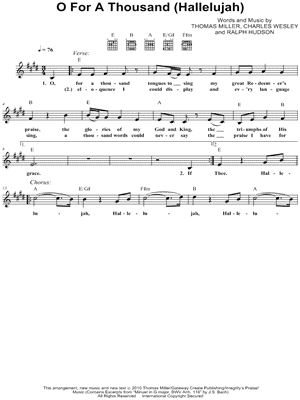 O For A Thousand (Hallelujah) Sheet Music by Gateway Worship - Leadsheet