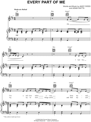 Every Part of Me Sheet Music by Hannah Montana - Piano/Vocal/Guitar