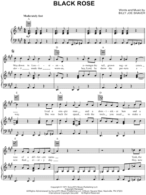 Black Rose Sheet Music by Waylon Jennings - Piano/Vocal/Guitar