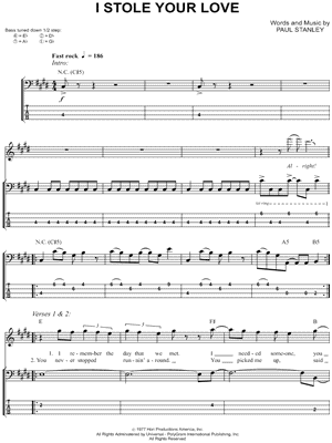 I Stole Your Love Sheet Music by Kiss - Bass TAB