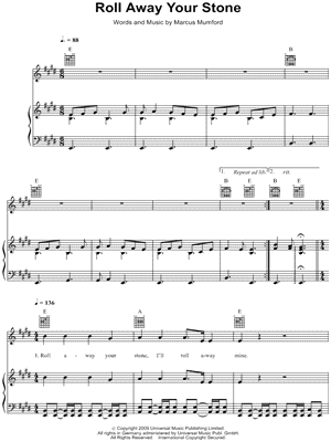 Roll Away Your Stone Sheet Music by Mumford & Sons - Piano/Vocal/Guitar